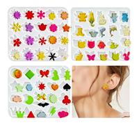 Voyyphixa Stud Earrings Resin cat Mold 3 Pcs Jewelry Silicone Molds with Star Flower Jewelry Making Kit Epoxy Resin Casting Mold for DIY Ear Stud Pendant Crafting