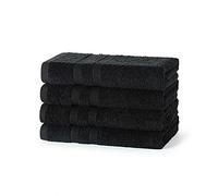Vozbi Bath Towels Set of 4-500 GSM Bath Sheets - Ring Spun Cotton Towels - Absorbent & Soft Bath Towel - Bath Linen Hotel Quality Towel Set - Jumbo Bath Towels (80x140 cm) (Black)