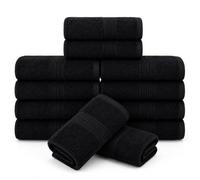 Vozbi Flannel Face Cloth - Cotton Washcloths Set - 30 x 30 cm, 100% Ring Spun Cotton, Premium Quality Face Towels, Highly Absorbent and Soft Feel Fingertip Towels (12 Pack - Black)