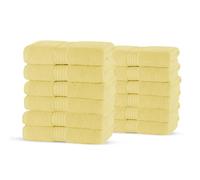 Vozbi Towels | Towel Set of 12 | Flannel Face Cloth | 700 GSM Face Towels 33 X 33 cm | 100% Cotton Hand Towels Hotel & Spa Wash Cloth | Face Towels | Gym Towel Flannels Bathroom Towels (Lemon)