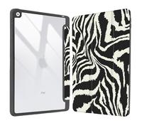 Vozehui 10.2 inch Black Zebra Print Case for iPad 9th/8th/7th Generation Case with Clear Back Shell w/Pencil Holder,Tri-fold Stand Protective Cover w/Auto Sleep Wake for 10.2 inch 2021/2020/2019
