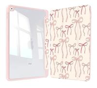 Vozehui 10.2 inch Bow Case for iPad 9th/8th/7th Generation Case with Clear Back Shell w/Pencil Holder,Tri-fold Stand Protective Cover w/Auto Sleep Wake for 10.2 inch 2021/2020/2019