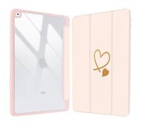 Vozehui 10.2 inch Cute Case for iPad 9th/8th/7th Generation Case Pink with Clear Back Shell w/Pencil Holder,Tri-fold Stand Protective Cover w/Auto Sleep Wake for 10.2 inch 2021/2020/2019 Pink Heart