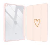 Vozehui 10.2 inch Cute Case for iPad 9th/8th/7th Generation Case Pink with Clear Back Shell w/Pencil Holder,Tri-fold Stand Protective Cover w/Auto Sleep Wake for 10.2 inch 2021/2020/2019 Heart