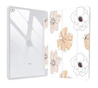 Vozehui 10.2 inch Cute Floral Case for iPad 9th/8th/7th Generation Case with Clear Back Shell w/Pencil Holder,Tri-fold Stand Protective Cover w/Auto Sleep Wake for 10.2 inch 2021/2020/2019