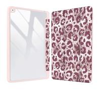 Vozehui 10.2 inch Pink Leopard Print Case for iPad 9th/8th/7th Generation Case with Clear Back Shell w/Pencil Holder,Tri-fold Stand Protective Cover w/Auto Sleep Wake for 10.2 inch 2021/2020/2019