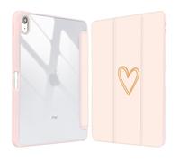 Vozehui 10.9 inch Cute Case for iPad 10th Generation 2022 Case Pink with Clear Back Shell w/Pencil Holder,Tri-fold Stand Protective Cover w/Auto Sleep Wake for iPad 10th Generation Pink Heart