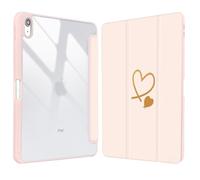 Vozehui 10.9 inch Cute Case for iPad 10th Generation 2022 Case Pink with Clear Back Shell w/Pencil Holder,Tri-fold Stand Protective Cover w/Auto Sleep Wake for iPad 10th Generation Pink Heart