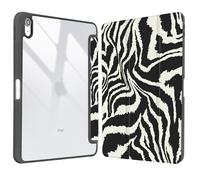 Vozehui 11/10.9 inch Black Zebra Print Case for iPad 11/10th Generation 2025/2022 Case with Clear Back Shell w/Pencil Holder,Tri-fold Stand Protective Cover w/Auto Sleep Wake