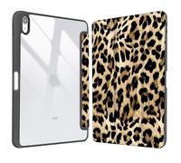 Vozehui 11/10.9 inch Case for iPad 11/10th Generation 2025/2022 Case Black Leopard Print with Clear Back Shell w/Pencil Holder,Tri-fold Stand Protective Cover w/Auto Sleep Wake