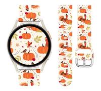 Vozehui 20mm Thanksgiving Day Band Compatible with Samsung Galaxy Watch 7 6 5 4 FE 40 44mm Bands for Women Men,Cute Holiday Sport Pumpkin Strap for Active 2/Galaxy Watch 3 41mm/Garmin Vivoactive 5