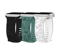 Vozehui 3 pieces Floral Engraved Strap Compatible with Apple Watch Band 38m 40mm 41mm 42mm,Cute flower and Soft Silicone Replacement Strap for iWatch Series 11 10 9 8 7 6 5 4 3 2 1 SE Ultra,Women Men