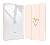 Vozehui 9.7 inch Cute Case for iPad 6th/5th Generation 2018/2017 Case Pink with Clear Back Shell w/Pencil Holder,Tri-fold Stand Protective Cover w/Auto Sleep Wake for iPad 6/5th Pink Heart
