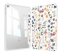 Vozehui 9.7 inch Plant Flowers Case for iPad 5th/6th Generation Case 2017 2018 with Clear Back Shell w/Pencil Holder,Tri-fold Stand Protective Cover w/Auto Sleep Wake