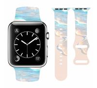 Vozehui Beach Waves Print Silicone Strap Compatible with Apple Watch Strap 42mm 40mm 41mm 38mm,Soft Silicone Replacement Straps for iWatch SE Series 11 10 9 8 7 6 5 4 3 2 1, Women Men
