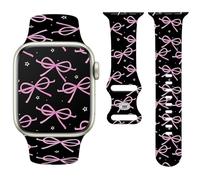 Vozehui Bow Strap Compatible with Apple Watch Straps 46mm 45mm 44mm 49mm 42mm(Series 3 2 1) for Women,Silicone Sport Band for iWatch Series 11 10 9 8 7 6 5 4 3 2 1 SE Ultra/Ultra 2,Black,Pink,Blue