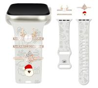 Vozehui Christmas Engraved Band and Decorative Rings Loops Compatible with Apple Watch 38/40/41/42mm (Series 11 10),Soft Silicone Band With Decorative iWatch Series 11 10 9 8 7 6 5 4 3 2 1 Ultra SE