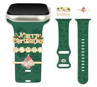 Vozehui Christmas Engraved Band and Decorative Rings Loops Compatible with Apple Watch 38/40/41/42mm (Series 11 10),Soft Silicone Band With Decorative iWatch Series 11 10 9 8 7 6 5 4 3 2 1 Ultra SE