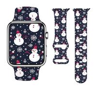 Vozehui Christmas Watch Band Compatible with Apple Watch 38mm 40mm 41mm 42mm (Series 10) Women Men,Soft Silicone Cute Sport Strap Design for Apple Watch Ultra Series 11 10 9 8 7 6 5 4 3