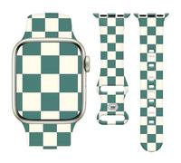 Vozehui Cute Checkered Silicone Strap Compatible with Apple Watch Strap 42mm 44mm 45mm 49mm,Soft Replacement Sport Straps for iWatch SE Series 11 11 10 9 8 7 6 5 4 3 2 1 Women Men，Green