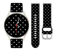 Vozehui Cute Polka Dot Strap 20mm Compatible with Samsung Galaxy Watch 7 6 5 4 FE 40mm 44mm,Waterproof Soft Silicone Sport Strap for Garmin Vivoactive 5/Vivoactive 3 Smart for Women Men,Black