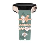 Vozehui Engraved Strap Compatible with Samsung Galaxy Watch 7 6 5 4 40mm 44mm Women, 20mm Soft Silicone Band with Decorative Rings Loops for Watch FE/Active 2/Watch 3 41mm/5 Pro,Green