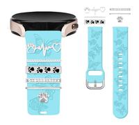 Vozehui Engraved Strap Compatible with Samsung Galaxy Watch 7 6 5 4 40mm 44mm Women, 20mm Soft Silicone Band with Decorative Rings Loops for Watch FE/Active 2/Watch 3 41mm/5 Pro,Blue