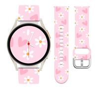 Vozehui Flowers Silicone Straps 20mm Compatible with Samsung Galaxy Watch 7 6 5 4 FE 40mm 44mm, Comfortable to Wear, Waterproof and Durable Replacement Band for Garmin Vivoactive 5/Vivoactive 3