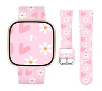 Vozehui Flowers Silicone Straps for Fitbit Versa 4 3 Sense Sense 2, Soft, Unique Printing Technology, Comfortable to Wear, Waterproof and Durable Replacement Band for Men Women