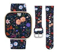 Vozehui Flowers Silicone Straps for Fitbit Versa 4 3 Sense Sense 2, Soft, Unique Printing Technology, Comfortable to Wear, Waterproof and Durable Replacement Band for Men Women