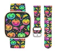 Vozehui Halloween Holiday Band Compatible with Fitbit Versa 4 3/Sense/Sense 2 Bands for Women Men,Soft Silicone Cute Sport Pumpkin Strap