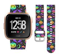 Vozehui Halloween Holiday Band Compatible with Fitbit Versa/Versa 2/Versa Lite Bands for Women Men,Soft Silicone Cute Sport Pumpkin Strap