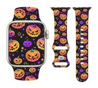 Vozehui Halloween Holiday Watchband Compatible with Apple Watch Pumpkin 38mm 40mm 41mm 42mm 44mm 45mm 49mm Women Men,Soft Silicone Cute Sport Strap for iWatch Series 11 10 9 8 7 6 5 4 3 2 1 SE Ultra