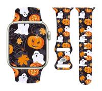 Vozehui Halloween Holiday Watchband Compatible with Apple Watch Pumpkin 38mm 40mm 41mm 42mm 44mm 45mm 49mm Women Men,Soft Silicone Cute Sport Strap for iWatch Series 11 10 9 8 7 6 5 4 3 2 1 SE Ultra