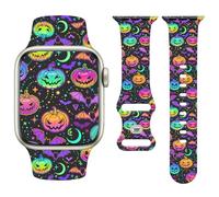 Vozehui Halloween Holiday Watchband Compatible with Apple Watch Pumpkin 38mm 40mm 41mm 42mm 44mm 45mm 49mm Women Men,Soft Silicone Cute Sport Strap for iWatch Series 11 10 9 8 7 6 5 4 3 2 1 SE Ultra