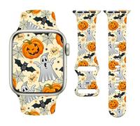 Vozehui Halloween Holiday Watchband Compatible with Apple Watch Pumpkin 38mm 40mm 41mm 42mm 44mm 45mm 49mm Women Men,Soft Silicone Cute Sport Strap for iWatch Series 11 10 9 8 7 6 5 4 3 2 1 SE Ultra
