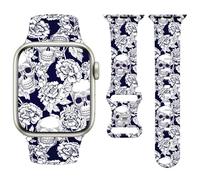 Vozehui Halloween Holiday Watchband Compatible with Apple Watch Skull 38mm 40mm 41mm 42mm 44mm 45mm 49mm Women Men,Soft Silicone Cute Sport Strap for iWatch Series 11 10 9 8 7 6 5 4 3 2 1 SE Ultra