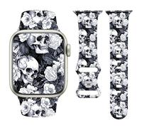 Vozehui Halloween Holiday Watchband Compatible with Apple Watch Skull 38mm 40mm 41mm 42mm 44mm 45mm 49mm Women Men,Soft Silicone Cute Sport Strap for iWatch Series 11 10 9 8 7 6 5 4 3 2 1 SE Ultra