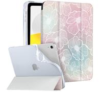 Vozehui iPad 10th Gen Case, 10.9 inch, Pink Shockproof Slim Protective Cover Stand with Adjustable Angles, Auto Wake/Sleep, Flower Pattern