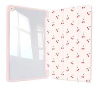 Vozehui iPad Case 11/10.9 Inch (A16)11/10th Gen/10.2 Inch 9th/8th/7th Gen/9.7 In.5th/6th/Air 11 In.M3/M2 w/Clear Back Shell w/Pencil Holder,Tri-fold Stand Cover w/Auto Sleep Wake Cherry