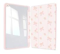 Vozehui iPad Case 11/10.9 Inch (A16)11/10th Gen/10.2 Inch 9th/8th/7th Gen/9.7 In.5th/6th/Air 11 In.M3/M2 w/Clear Back Shell w/Pencil Holder,Tri-fold Stand Cover w/Auto Sleep Wake Bow Flower