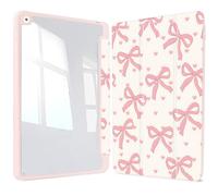 Vozehui iPad Case 11/10.9 Inch (A16)11/10th Gen/10.2 Inch 9th/8th/7th Gen/9.7 In.5th/6th/Air 11 In.M3/M2 w/Clear Back Shell w/Pencil Holder,Tri-fold Stand Cover w/Auto Sleep Wake Bow Love