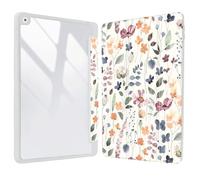 Vozehui iPad Case 11/10.9 Inch (A16)11/10th Gen/10.2 Inch 9th/8th/7th Gen/9.7 In.5th/6th/Air 11 In.M3/M2 w/Clear Back Shell w/Pencil Holder,Tri-fold Stand Cover w/Auto Sleep Wake Plant flowers