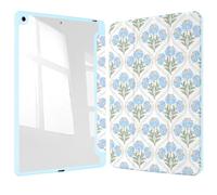Vozehui iPad Case 11/10.9 Inch (A16)11/10th Gen/10.2 Inch 9th/8th/7th Gen/9.7 In.5th/6th/Air 11 In.M3/M2 w/Clear Back Shell w/Pencil Holder,Tri-fold Stand Cover w/Auto Sleep Wake Blue Floral
