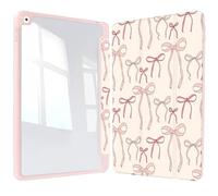 Vozehui iPad Case 11/10.9 Inch (A16)11/10th Gen/10.2 Inch 9th/8th/7th Gen/9.7 In.5th/6th/Air 11 In.M3/M2 w/Clear Back Shell w/Pencil Holder,Tri-fold Stand Cover w/Auto Sleep Wake Pink bow