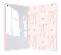 Vozehui iPad Case 11/10.9 Inch (A16)11/10th Gen/10.2 Inch 9th/8th/7th Gen/9.7 In.5th/6th/Air 11 In.M3/M2 w/Clear Back Shell w/Pencil Holder,Tri-fold Stand Cover w/Auto Sleep Wake Bow Love