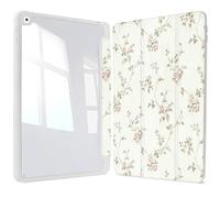Vozehui iPad Case 11/10.9 Inch (A16)11/10th Gen/10.2 Inch 9th/8th/7th Gen/9.7 In.5th/6th/Air 11 In.M3/M2 w/Clear Back Shell w/Pencil Holder,Tri-fold Stand Cover w/Auto Sleep Wake Plant Flower
