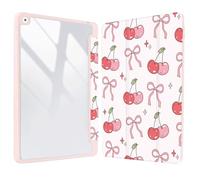 Vozehui iPad Case 11/10.9 Inch (A16)11/10th Gen/10.2 Inch 9th/8th/7th Gen/9.7 In.5th/6th/Air 11 In.M3/M2 w/Clear Back Shell w/Pencil Holder,Tri-fold Stand Cover w/Auto Sleep Wake Bow cherry