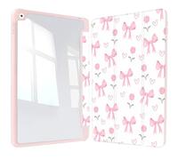 Vozehui iPad Case 11/10.9 Inch (A16)11/10th Gen/10.2 Inch 9th/8th/7th Gen/9.7 In.5th/6th/Air 11 In.M3/M2 w/Clear Back Shell w/Pencil Holder,Tri-fold Stand Cover w/Auto Sleep Wake Bow flower