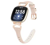 Vozehui Leather Strap Compatible with Fitbit Versa 4 3/Sense/Sense 2,Soft Genuine Leather Adjustable Band with Metal Buckle for Fitbit Versa 4 3/Sense/Sense 2,Women Man